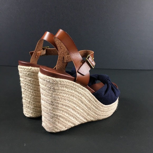 MIA Lorryan Espadrille Knotted Toe Wedge Heel Sandals Blue Size 10 New No Box - Picture 3 of 4